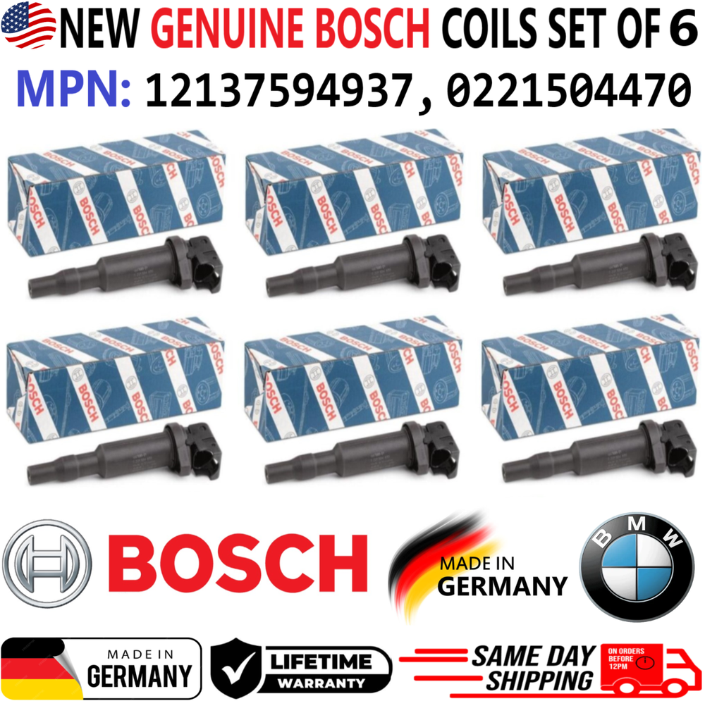 NEW GENUINE BOSCH x6 Ignition Coils For 2011-2018 BMW 2.0L 3.0L 4.4L, 0221504470
