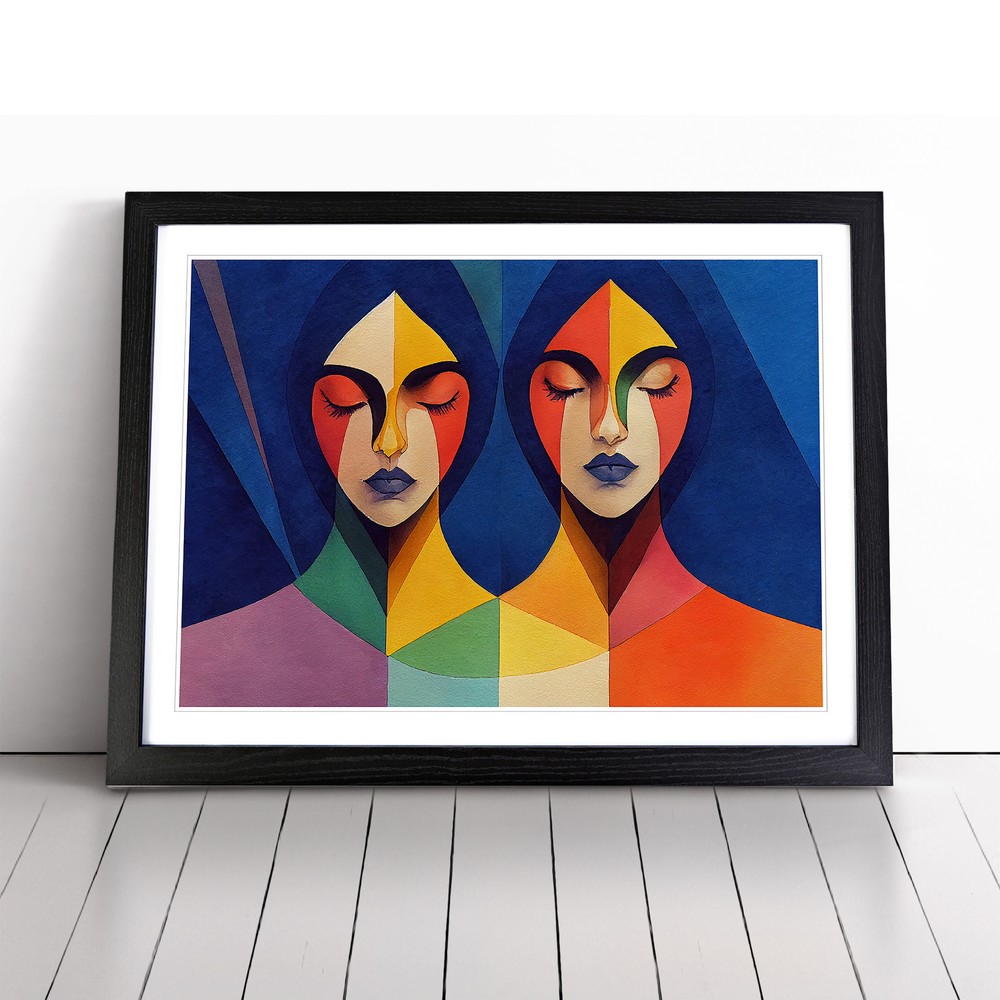 Two Women Abstract Vol.5 Wall Art Print Framed Canvas Picture Poster Decor