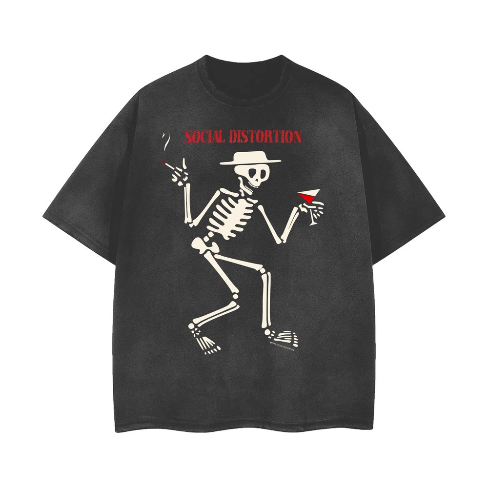 [ACID WASHED RIPPED] Social Distortion Distressed Vintage Feel T-Shirt 102800