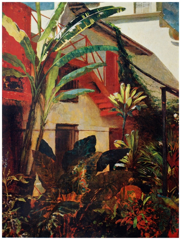 Decor Poster. Fine Graphic Art. House across the garden. Home Wall Design. 1347