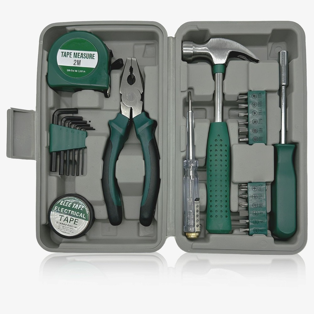 Tool Kit, 8 Piece Home Repair Set with Tape Measure, Hex Keys, Pliers, Hammer...
