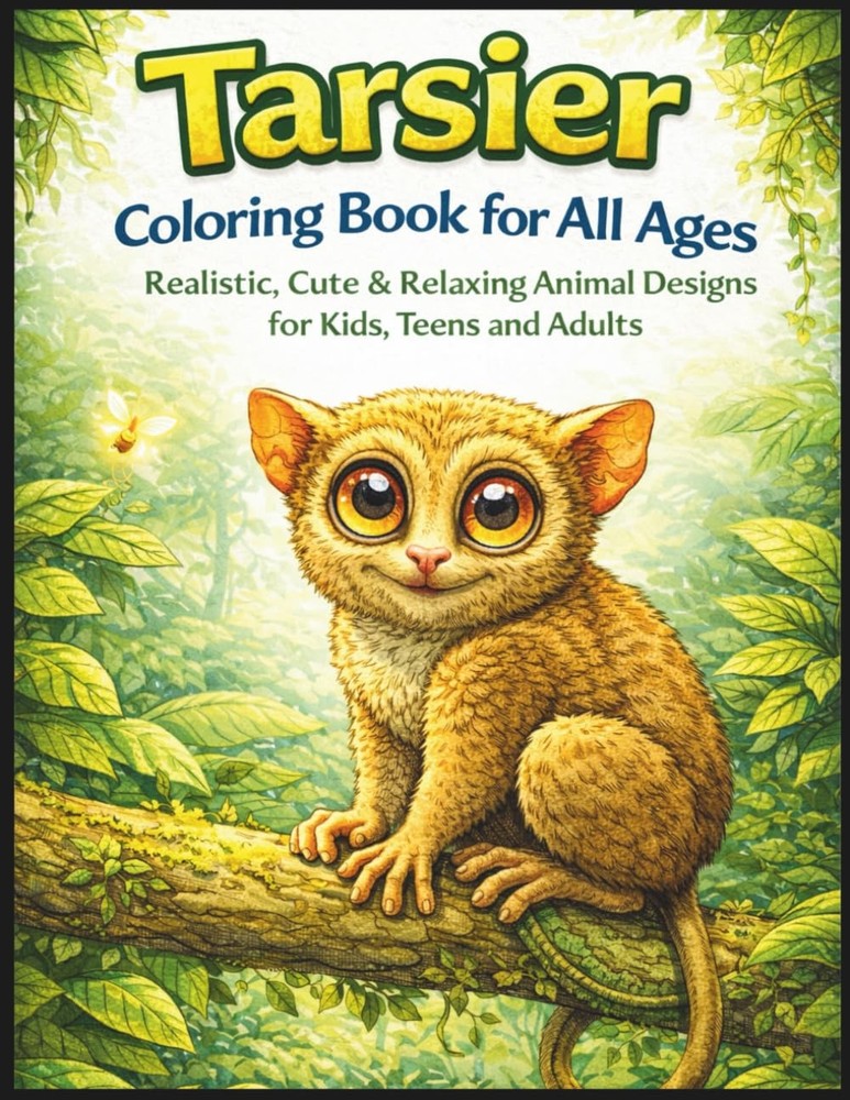Tarsier Coloring Book for All Ages: Realistic, Cute & Relaxing Animal Designs fo