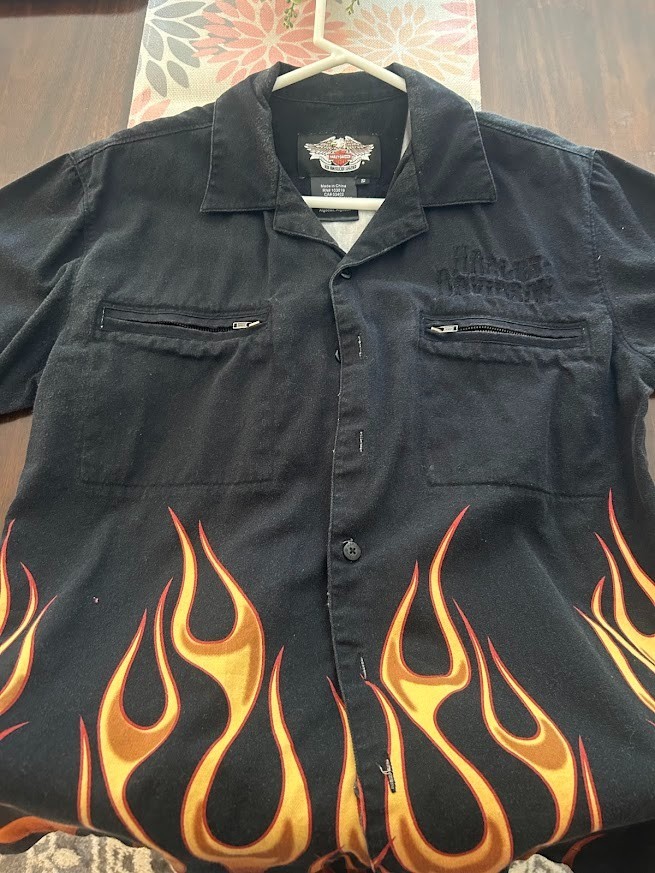 mens harley davidson button down shirt small