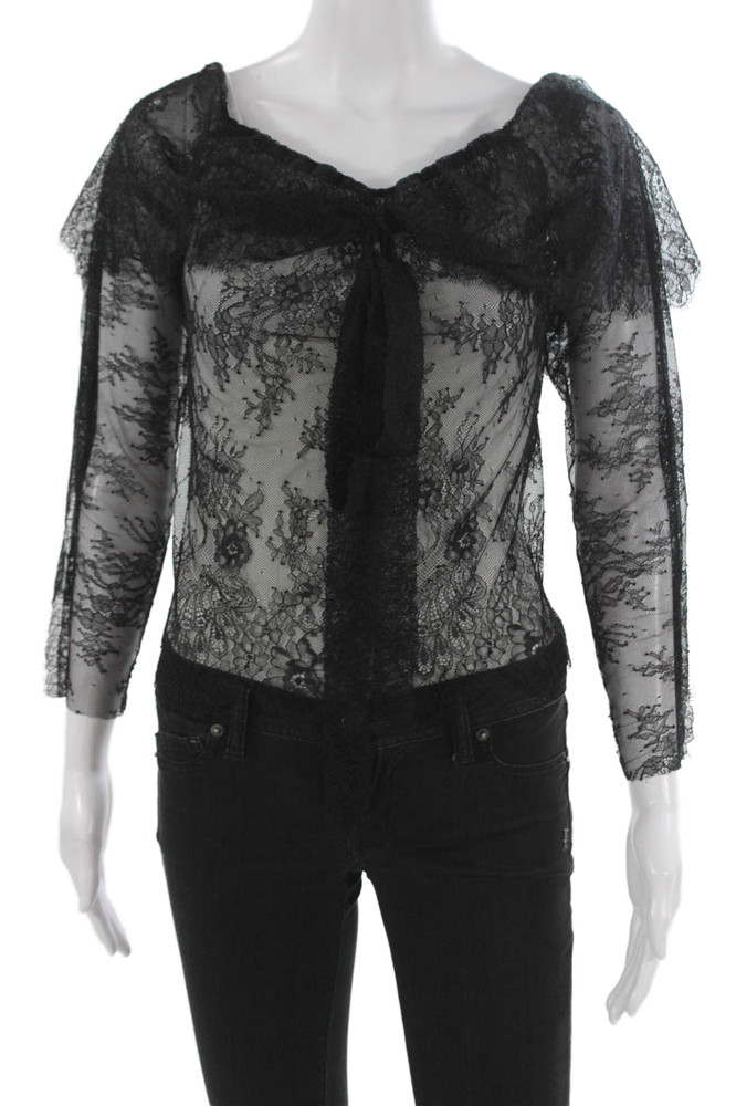 Philosophy Di Lorenzo Serafini Womens Lace Floral Blouse Long Sleeve Size SFree Shipping in US $100+ Orders | $6.95 Orders Below