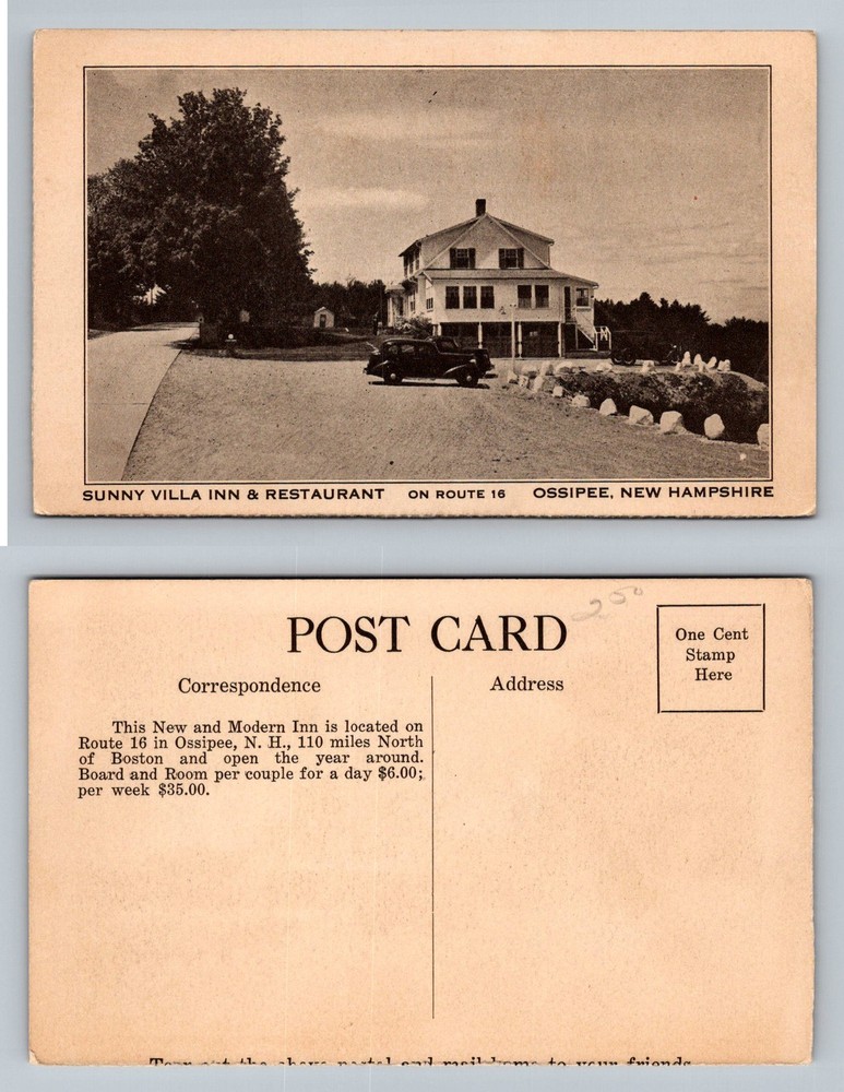 Ossipee, NH-New Hampshire, Sunny Villa Inn Restaurant Route 16 Vintage Postcard