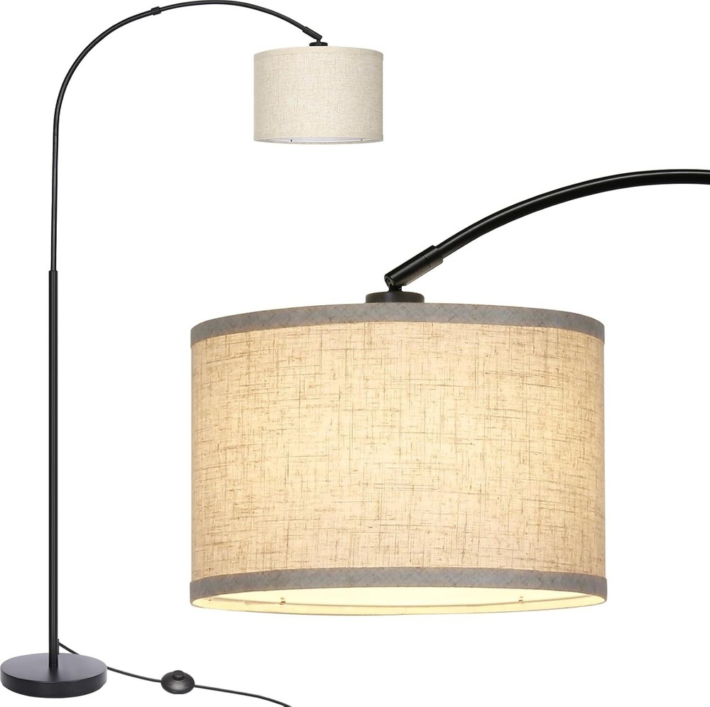 Seaside Village Classic Arc Floor Lamp, Alexa Compatible, Black & Beige