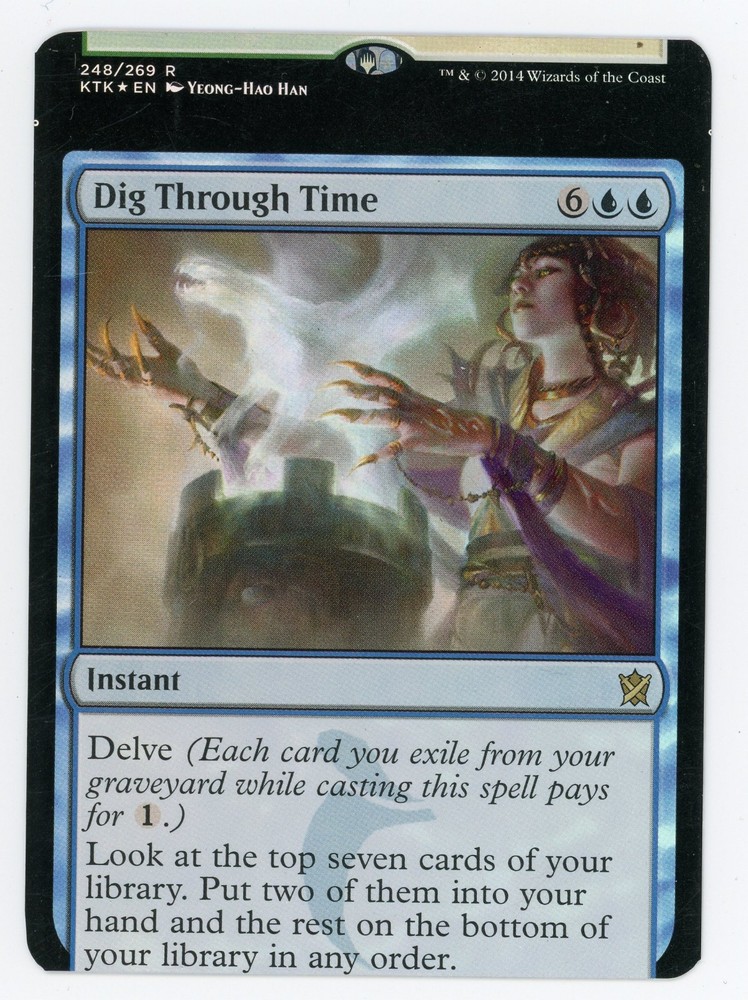 MTG Khans of Tarkir Dig Through Time - Foil Damaged MISCUT!