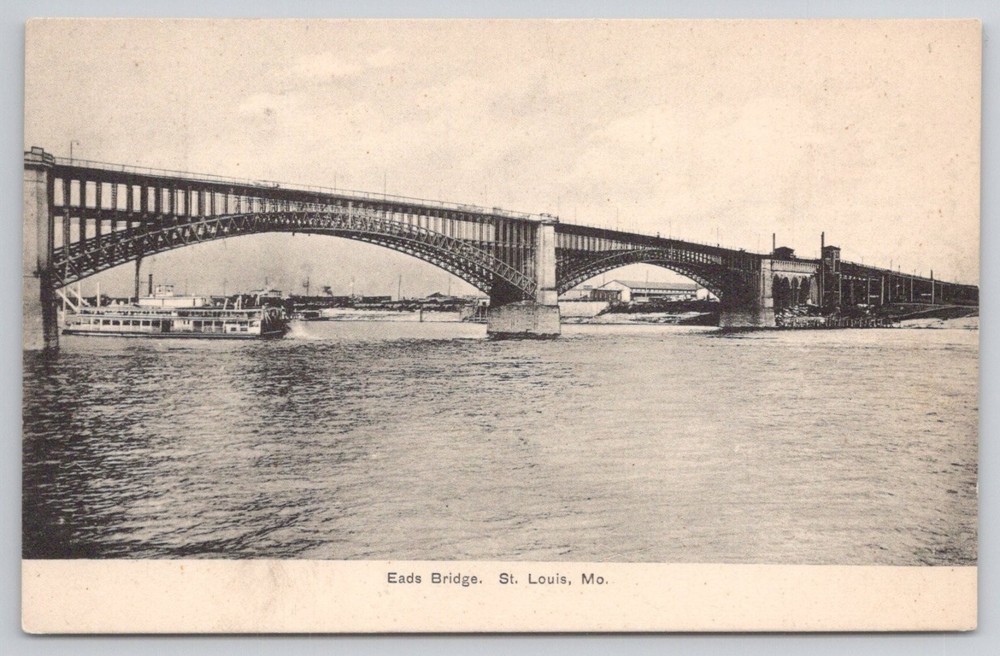 Eads Bridge St. Louis MO Steamboat Mississippi River Postcard c1910 Excelsior