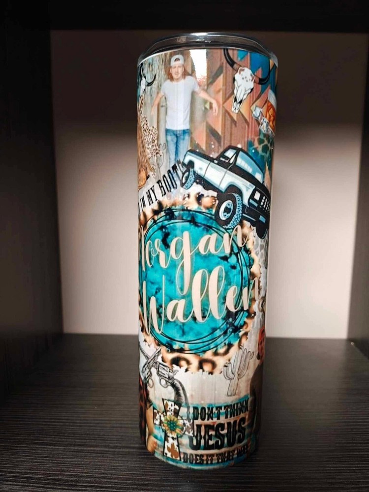 20oz Skinny Straight Sublimation Tumbler Morgan Wallen Design