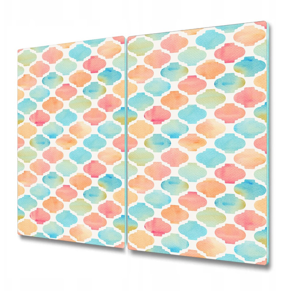 Tempered Glass Worktop Saver Colourful Moroccan Colourful Watercolour 2x30x52