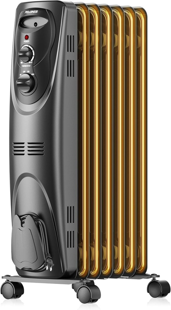 Oil Filled Radiator Heater with Thermostat,3 Heat Settings, Overheat&Tip-Over.