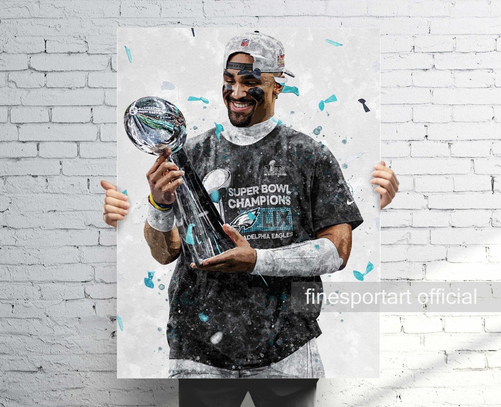 Jalen Hurts Philadelphia Eagles Football Poster Canvas Wall Art Sports Decor