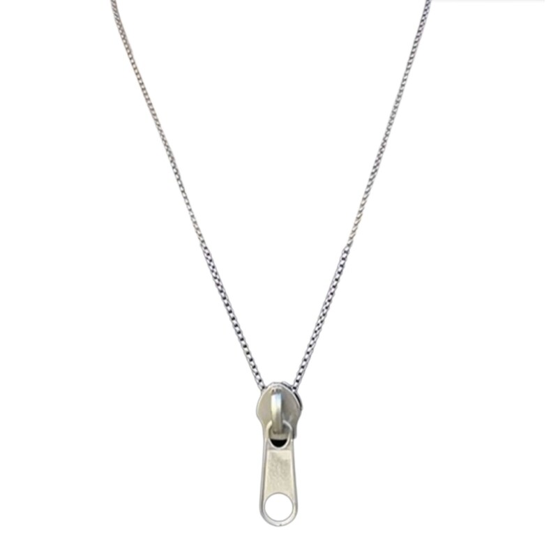 Adjustable Zippers Charm Necklace Unisex Neckchain Fashion Jewelry for Women Men