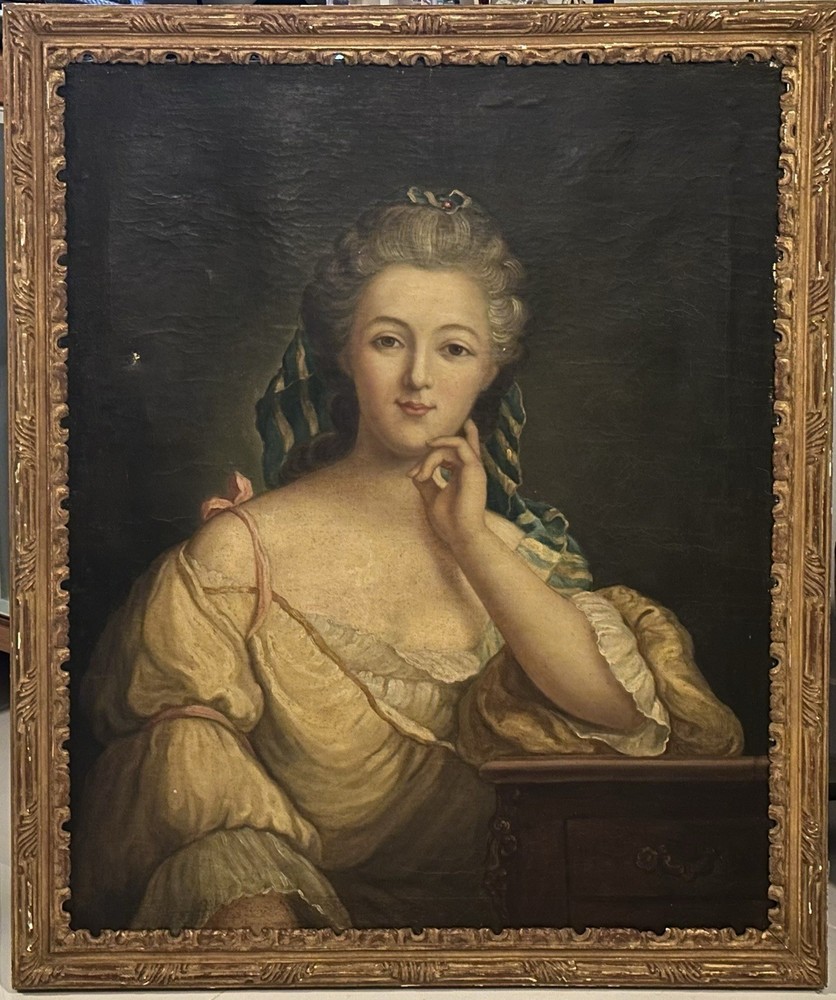 Lovely 18th Century Original Painting  Oil On Canvas French Portrait of a Lady