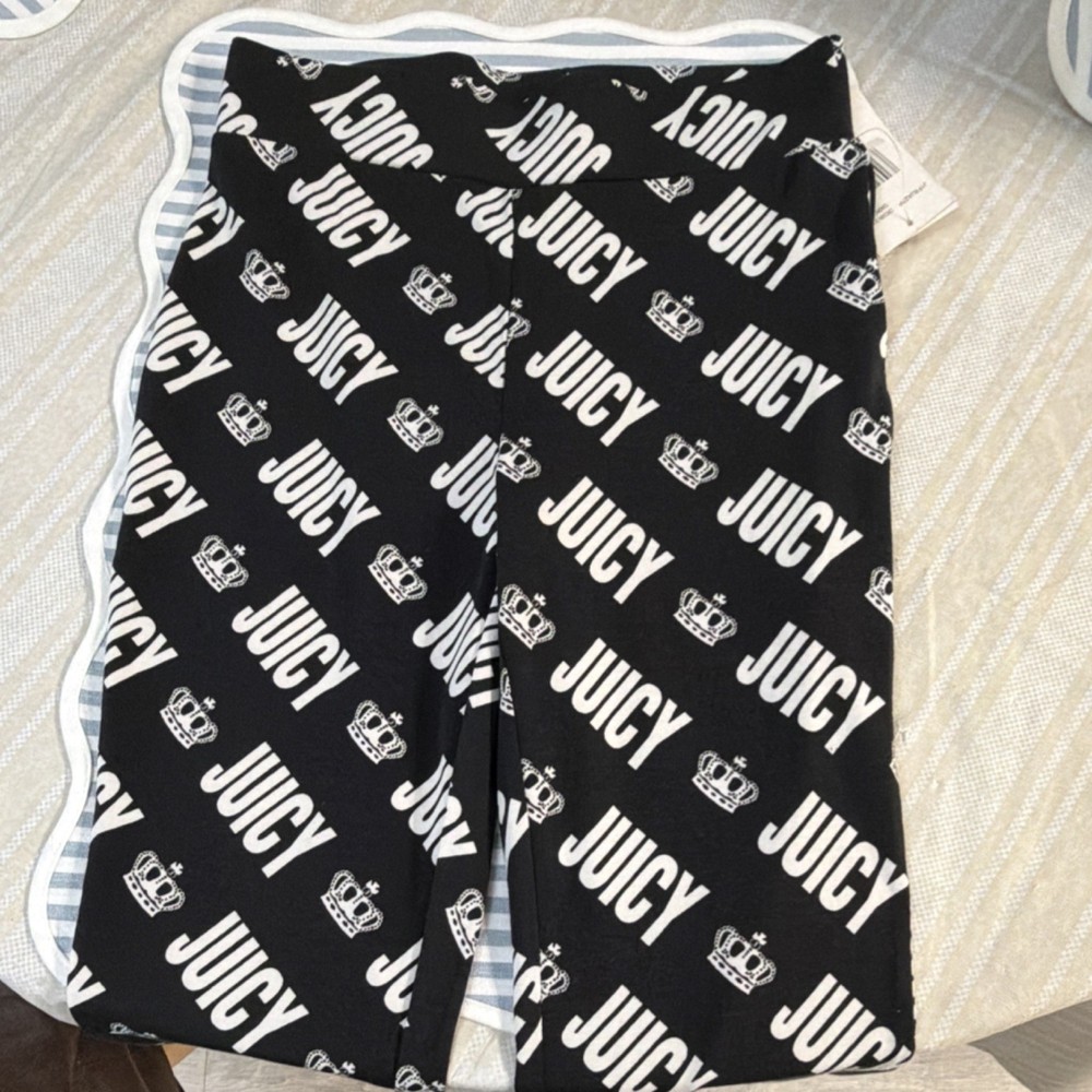 Juicy Couture Black & White Logo Ankle Leggings Stretch Size M Women