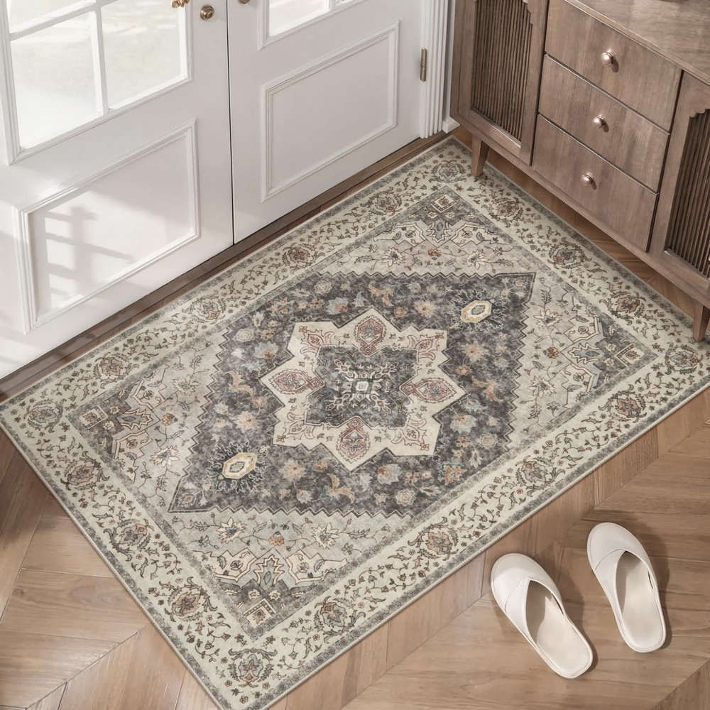 2x3 Washable Rugs for Entryway, Vintage Non Slip Small Area Rug, Farmhouse In...
