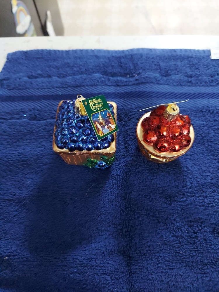 Old World Christmas Ornaments, Blueberry, Apple Baskets (C)