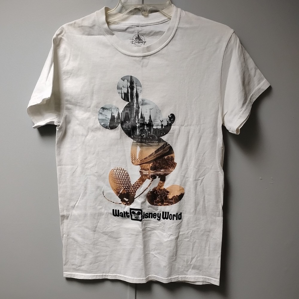 Walt Disney Parks World Men’s Size S Mickey Mouse Silhouette White T-shirt Small