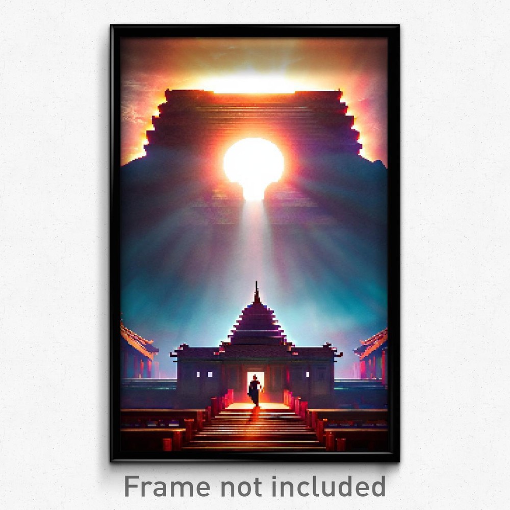 Pixel Art Poster - Meek Temple (8 Bit Psychedelic Trippy Weird Video Game Print)