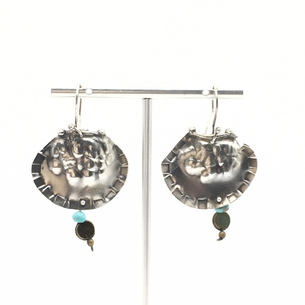Vintage Sterling Silver Southwestern Turquoise Earrings Unmarked, Tested 6g #36