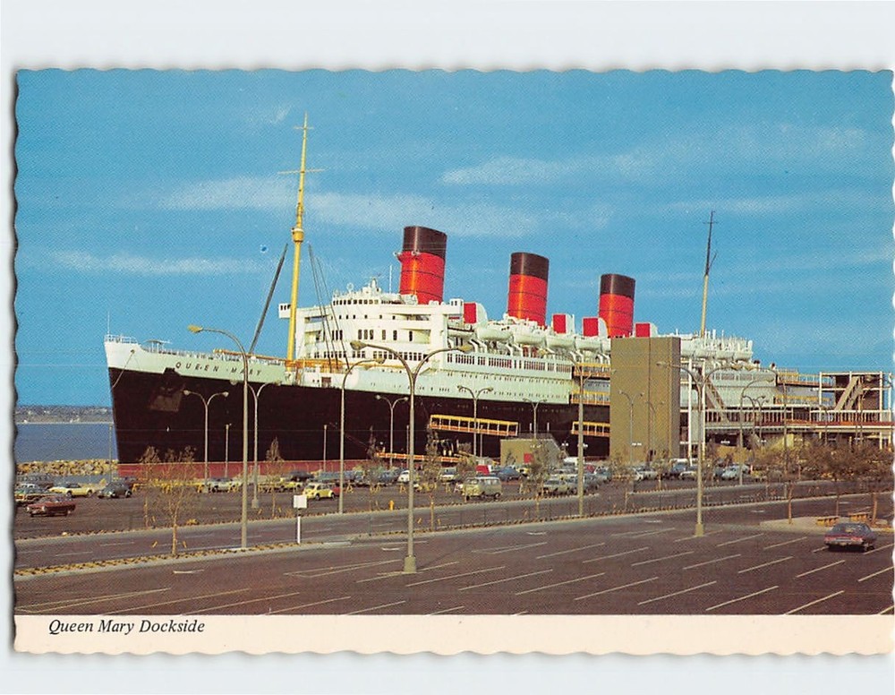 Postcard Queen Mary Dockside Long Beach California USA