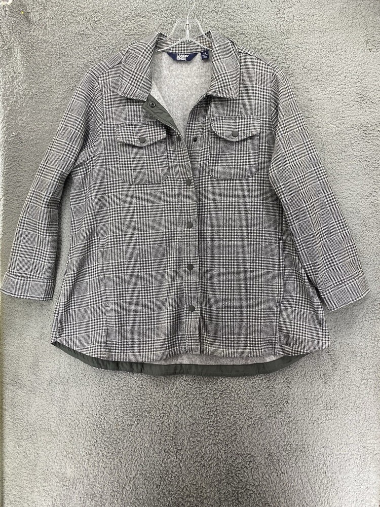 Lands End Heather Gray  Sweater Fleece Shacket Shirt Jacket Womens XXL