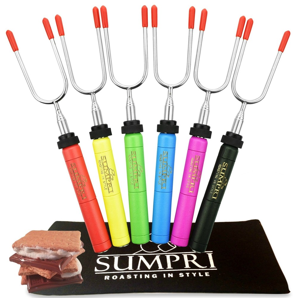 SUMPRI Marshmallow Roasting Sticks Smores Skewers Telescoping Rotating Forks