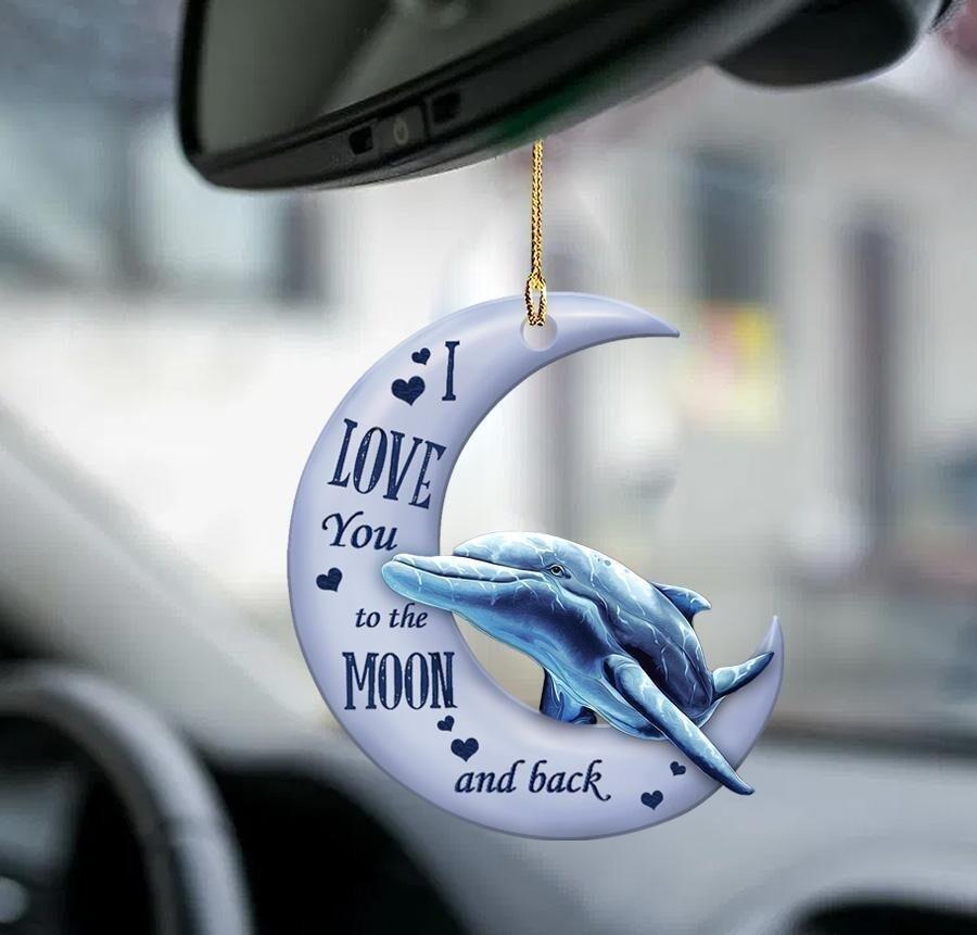 Dolphin I Love You To The Moon And Back Car Ornament Dolphin Christmas Ornament