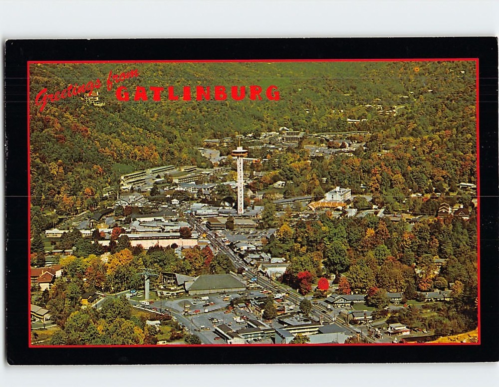 Postcard Aerial View Gatlinburg Tennessee USA
