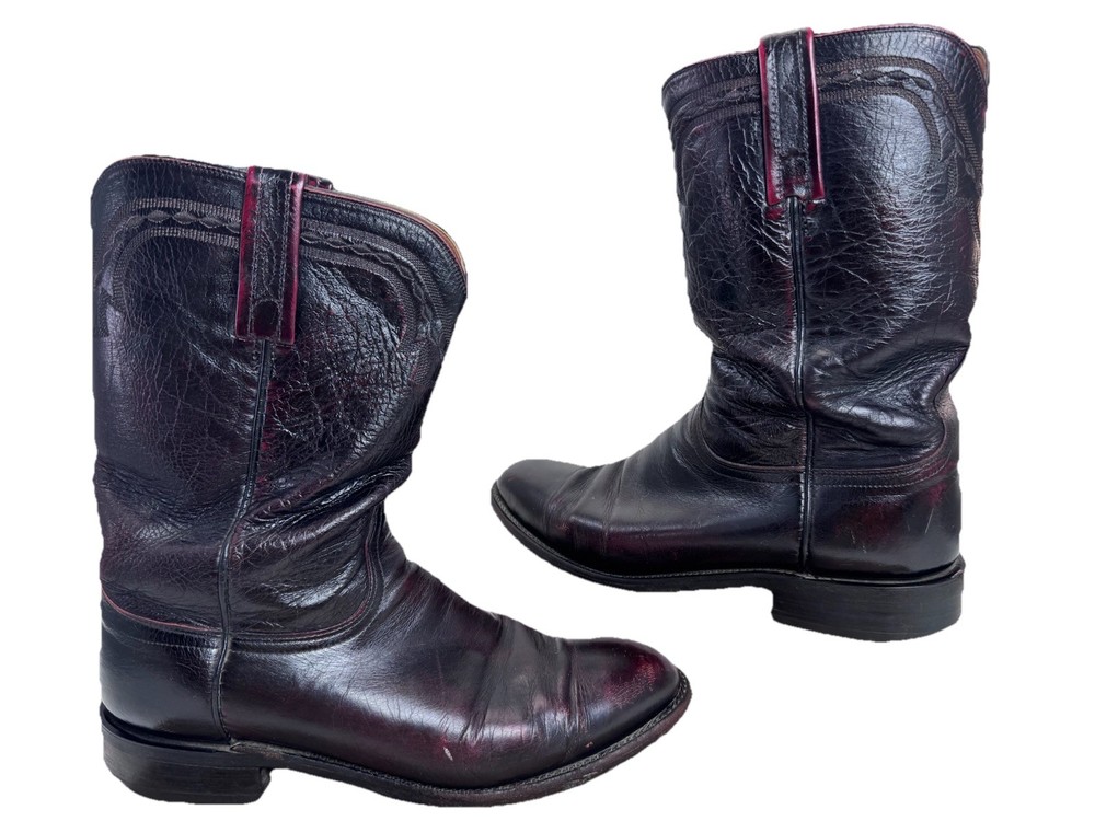 Lucchese 2000 Mens Cowboy BOOTS Black Cherry Leather Western T001202 Roper 8 D