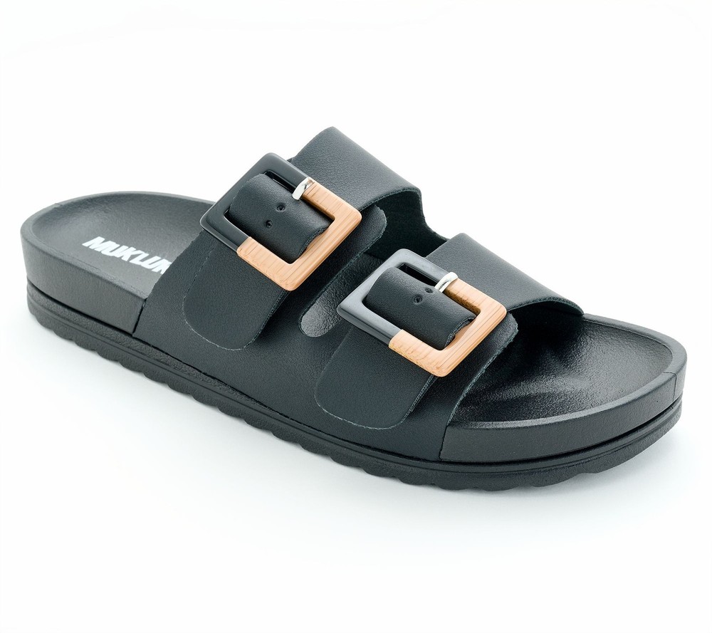 MUK LUKS Women's Sz 10 Adjustable Slide Sandals Black A690913