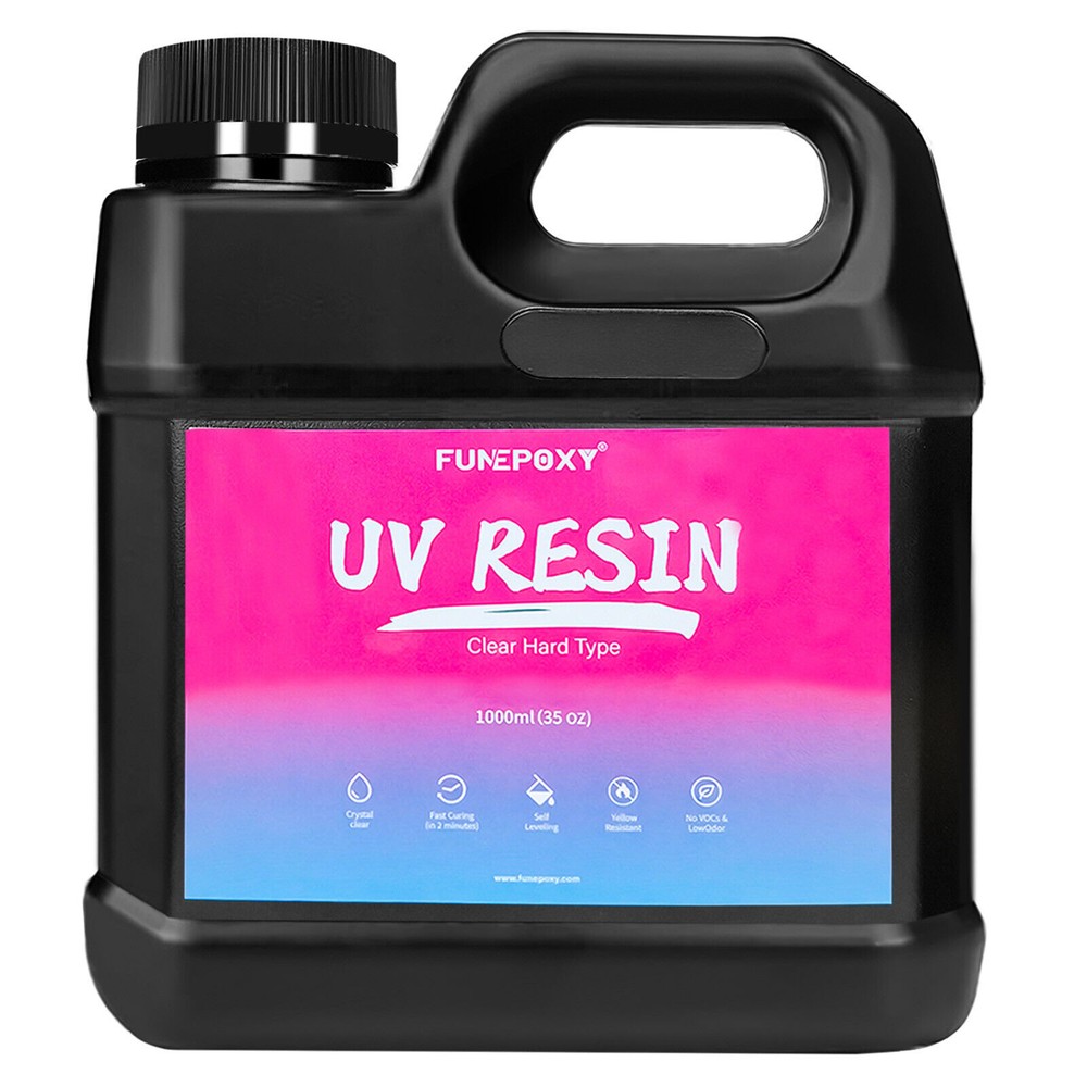32oz Clear Hard UV Resin Kit 1kg Glue DIY Crafts Jewelry Lamp Cure in-4-Minutes