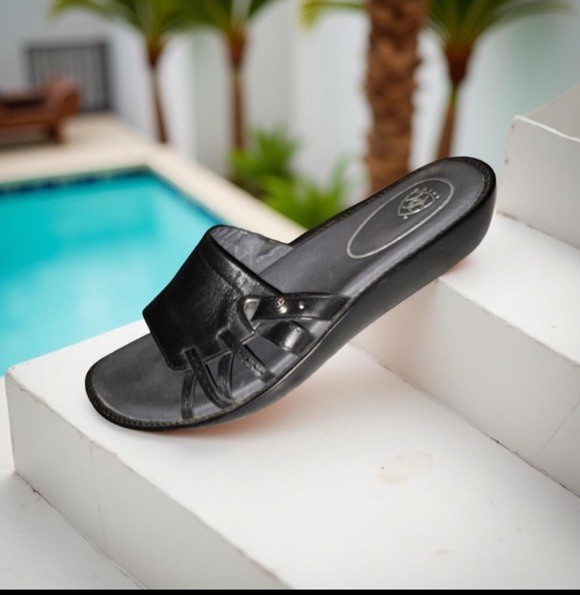 Ariat Black Leather Western Slip On Sandals Shoes Womens 6.5