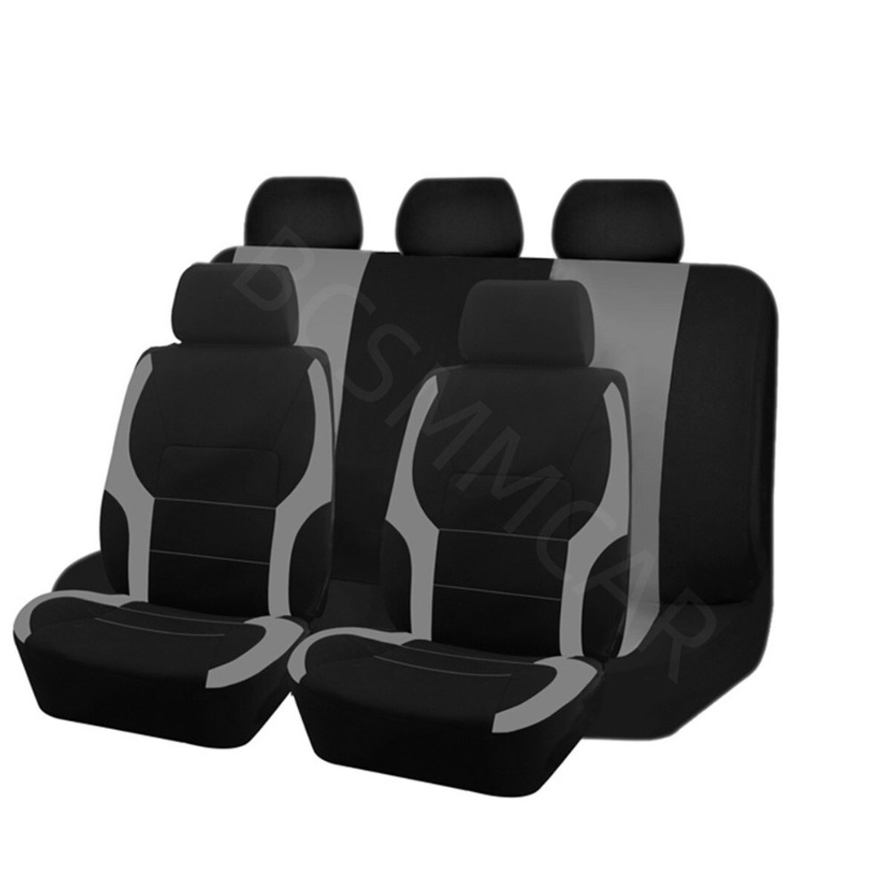 Front Rear Car Seat Cover Full Set Polyester Cloth Cushion Protector Four Season
