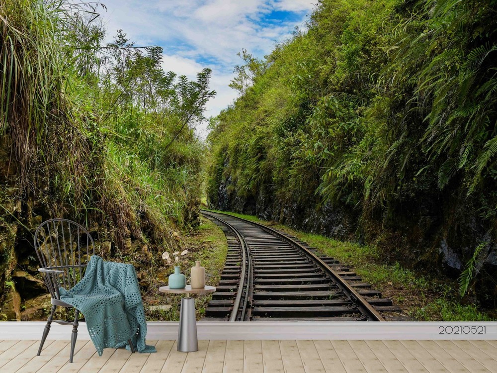 3D Woods Railway Landscape Wall Murals Wallpaper Murals Wall Sticker