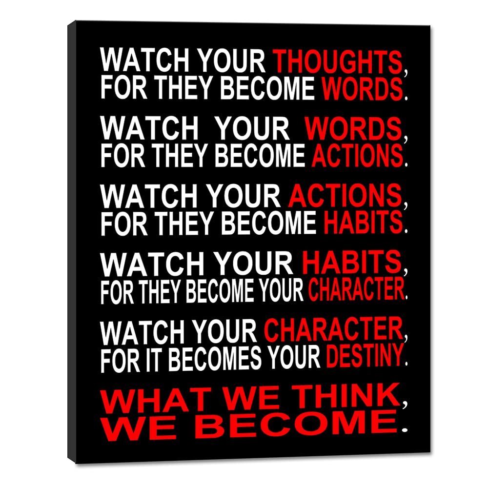 Large Canvas Prints Wall Art Watch Your Thoughts Motivational Classroom Poste...