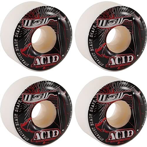 Acid Chemical Wheels Straight Blade White Skateboard Wheels 54mm 101a (Set of 4)