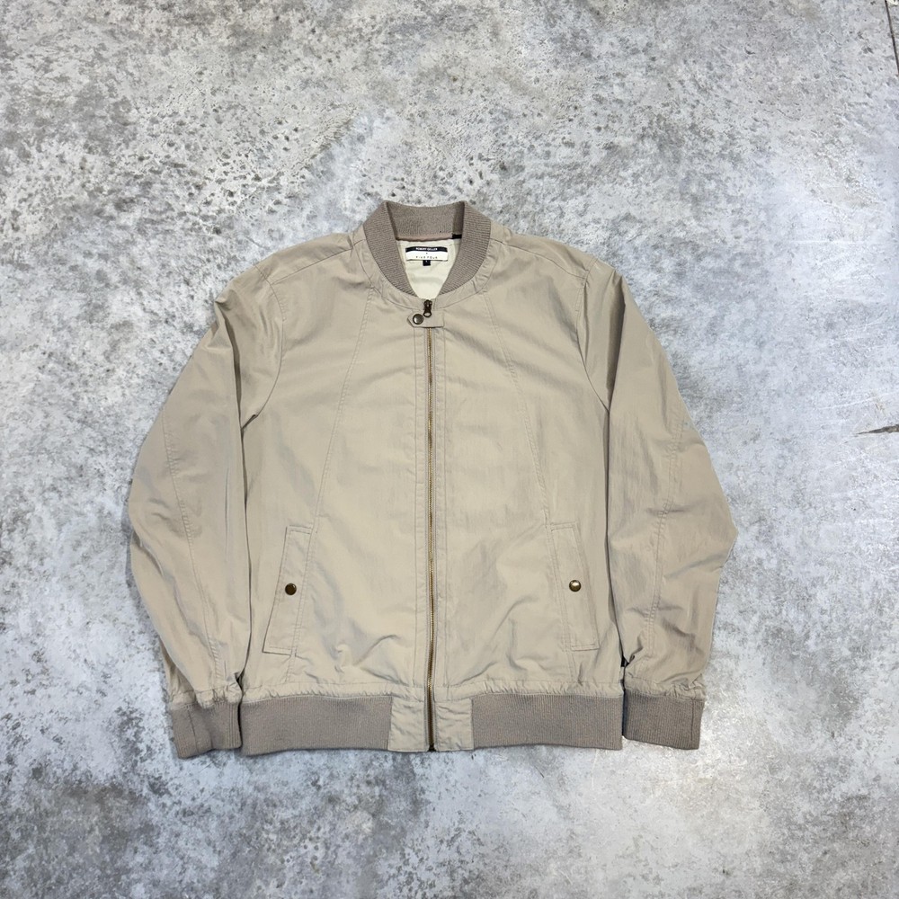 Robert Geller Five Four Jacket Mens Large Beige Bomber Full Zip Lightweight