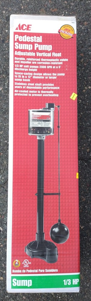 1/3HP 2800GPH Pedestal Sump Pump 130V 60Hz 5.0A New in Box-image