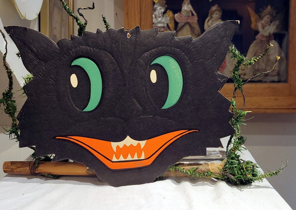 Second Vintage H.E Luhrs Beistle Halloween Die-Cut Black Cat Paper Decoration