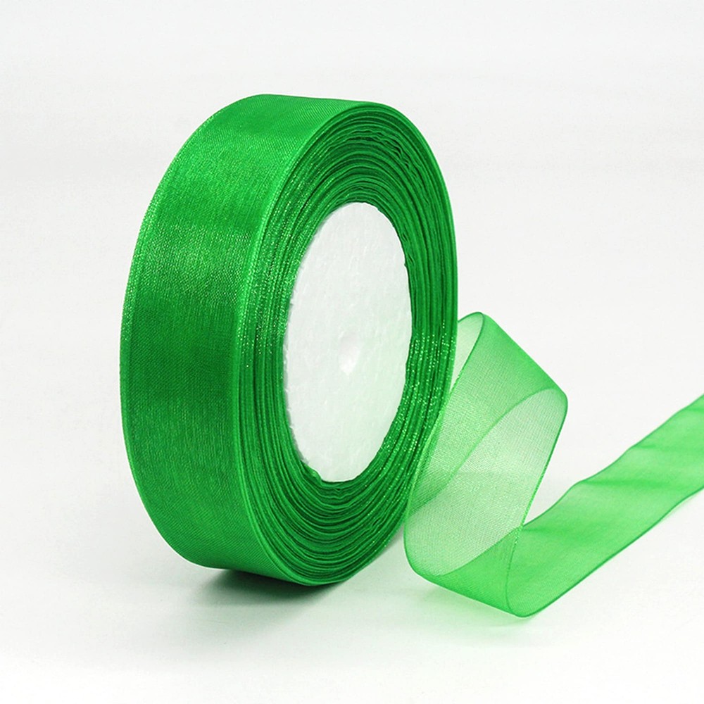 1 inch Green Organza Ribbon, 50 Yards Sheer Chiffon Ribbons for Gift Wrapping...
