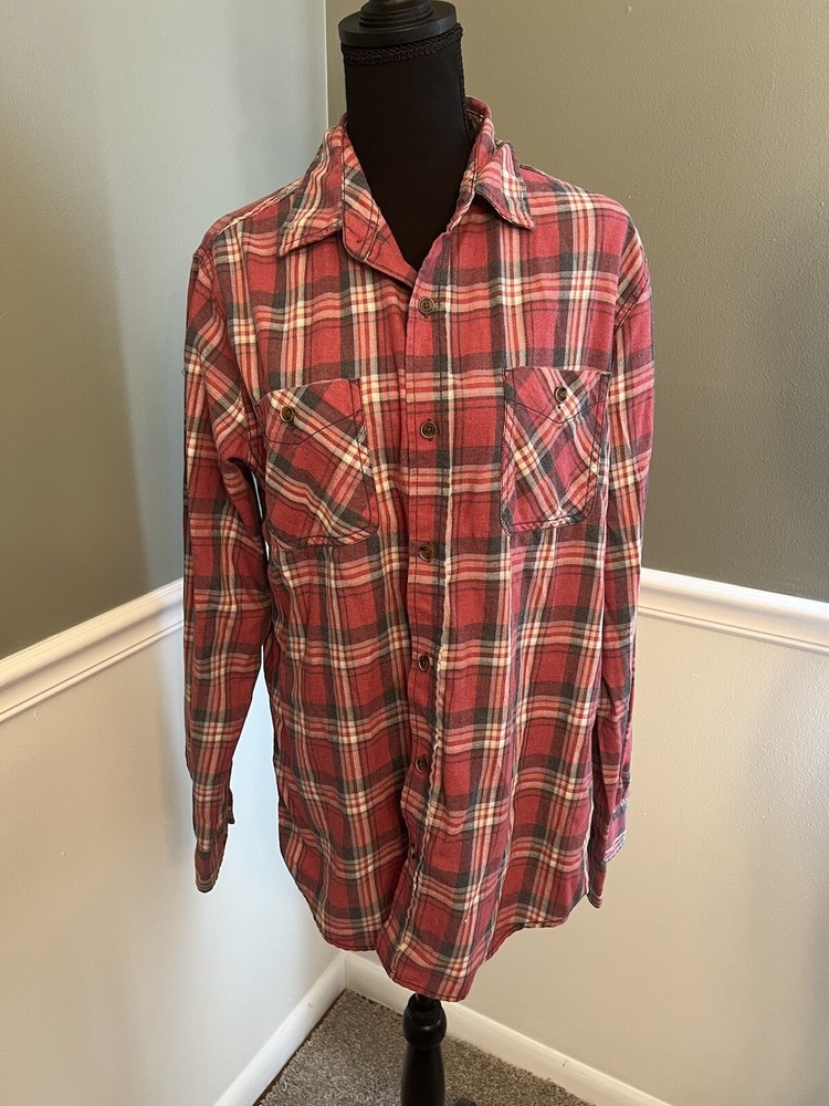 Weatherproof Vintage Mens Flannel Shirt M Red/Black Plaid