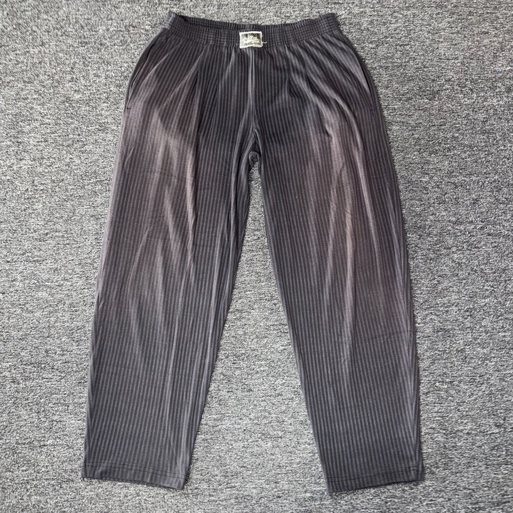 Vintage 90s California Crazee Wear Parachute Pinstripe Hippie Pants Sz L Black