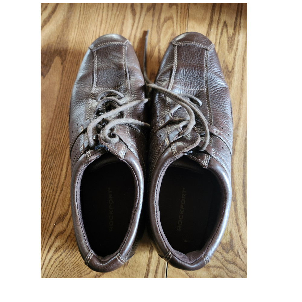 Rockport Men’s Brown Leather Lace-Up Casual Sneakers Comfort Square Toe US 11