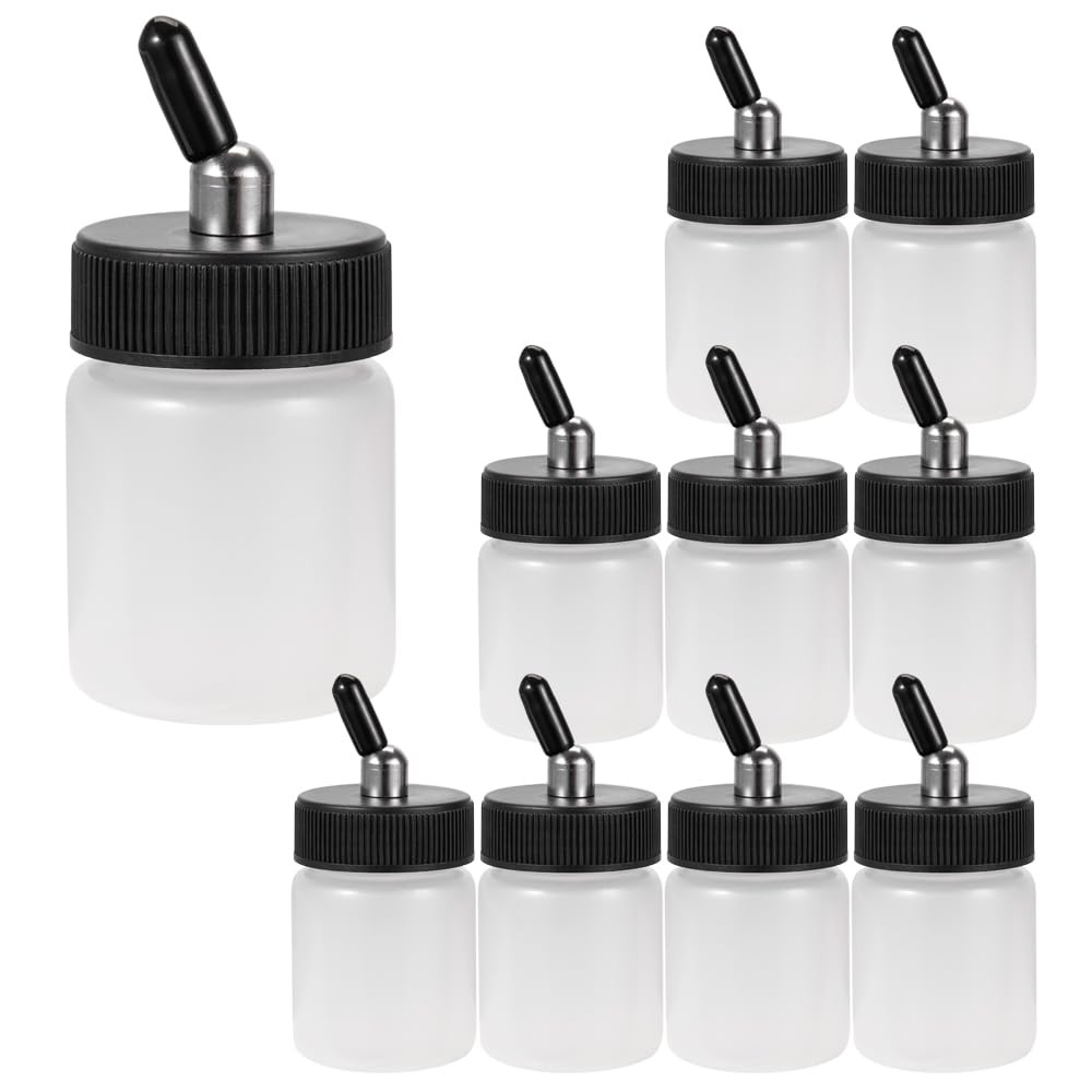 10x 22CC Dual Action Airbrush Plastic Bottle Jars Professional Paint Cup Air ...