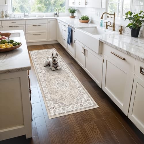 Washable 2x5 Hallway Runner Rug: Vintage Water Resistant Kitchen Entryway Rug