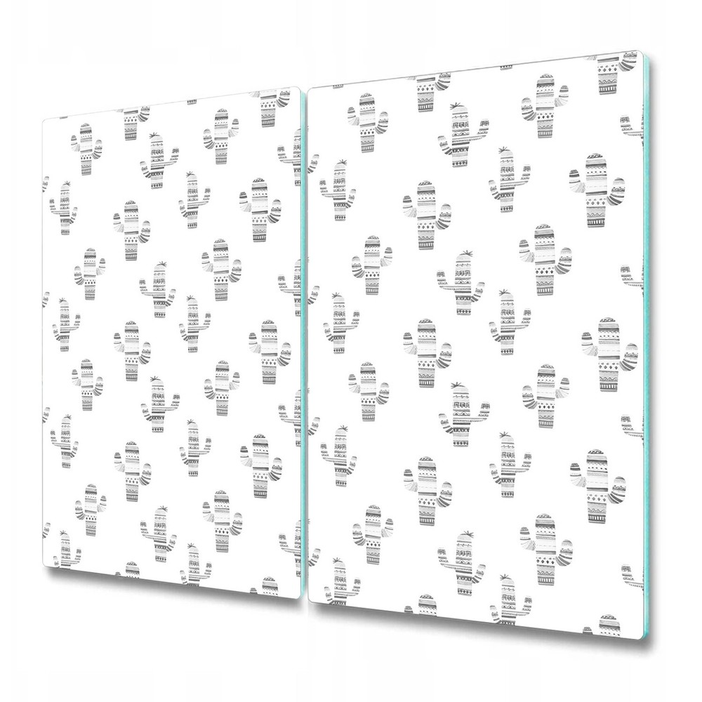 Glass Chopping Board Worktop Saver Cactus black and white Minimalistic 2x30x52