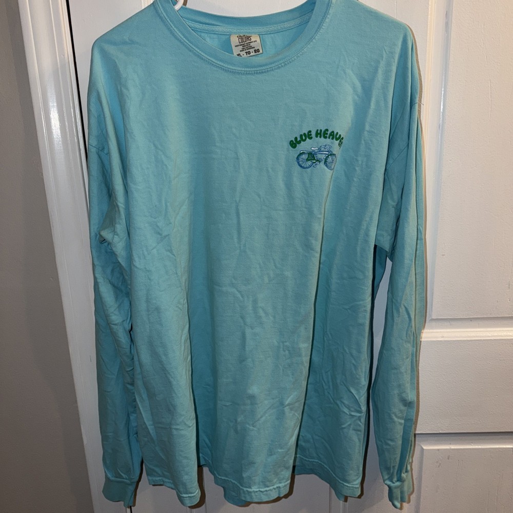 Comfort Colors Blue Heaven Key West Florida Long Sleeve T-Shirt in Aqua XL