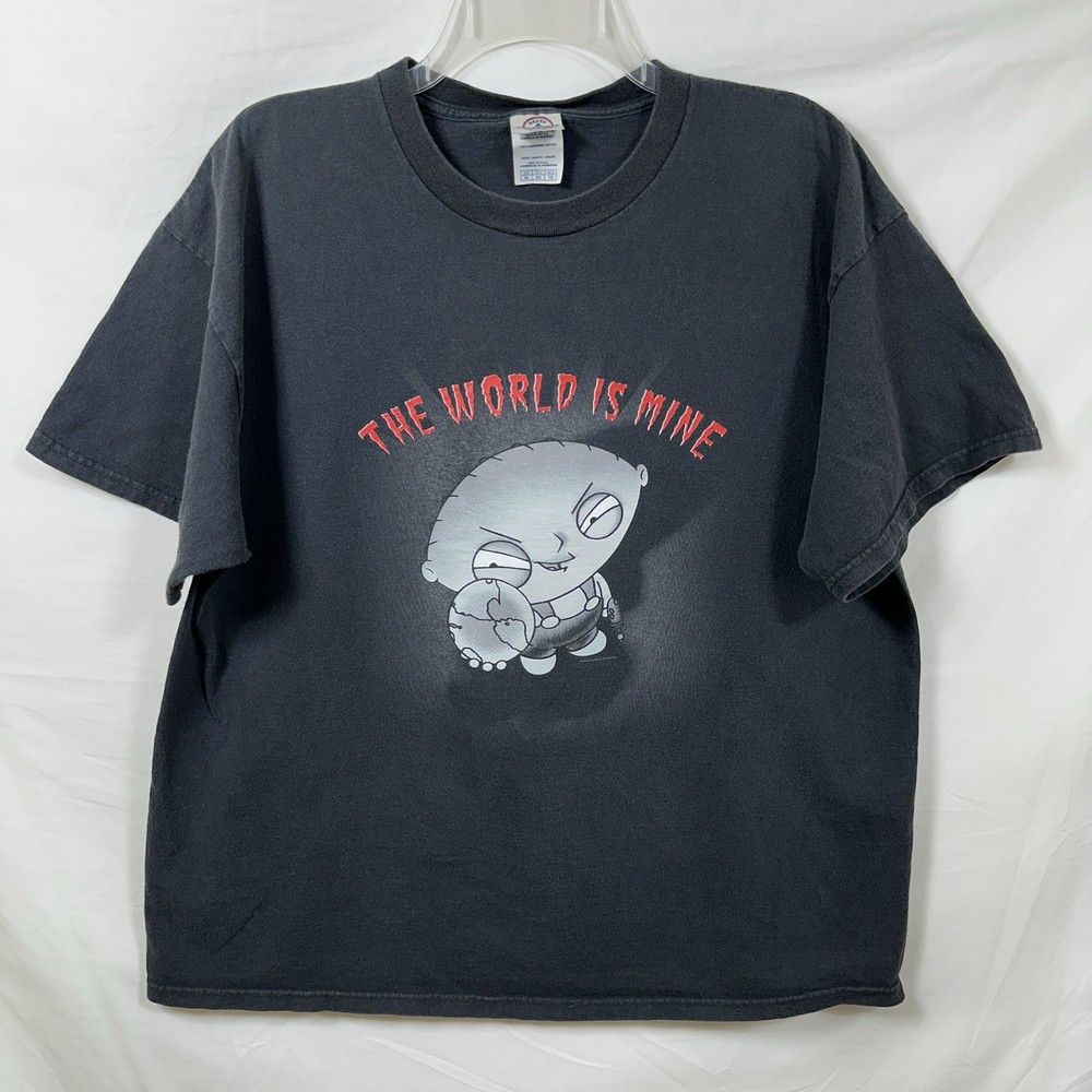 Vintage Stewie Griffin Scarface The World Is Mine Y2K T-Shirt XL Fox TV Show Tee