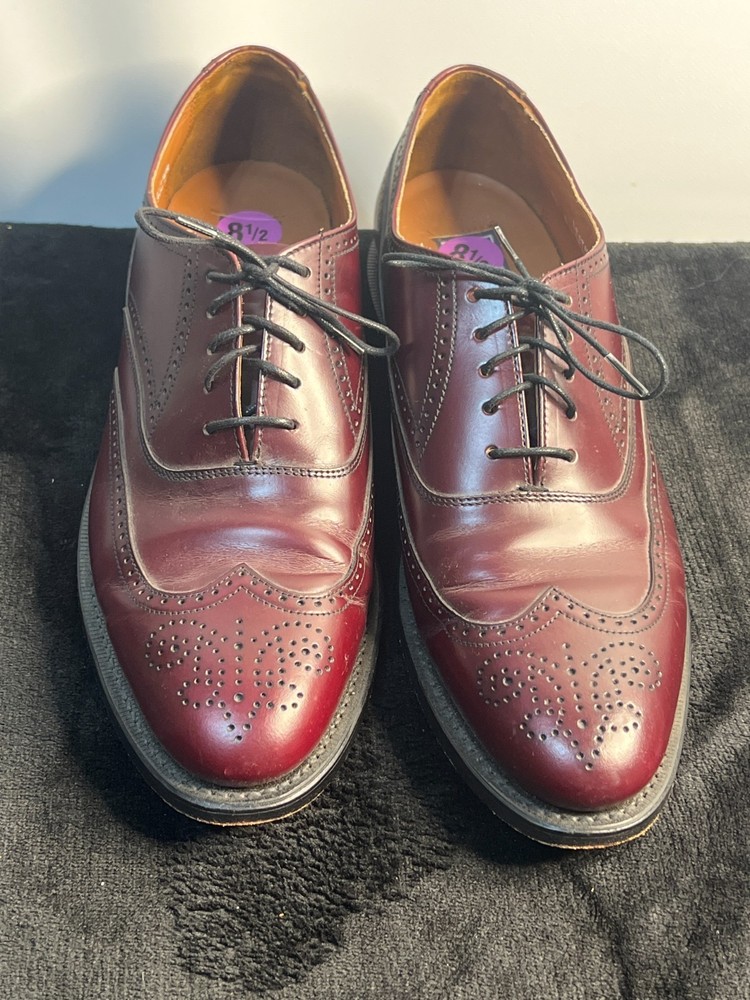 Bostonian Men’s Wingtip Oxford Dress Shoes Burgundy Leather Size 8.5